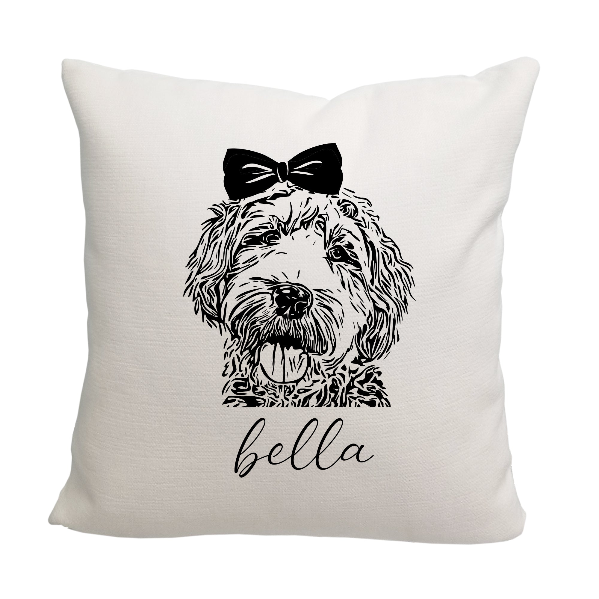 Doodle with Bow Throw Pillow  - Cover Only OR Cover with Insert