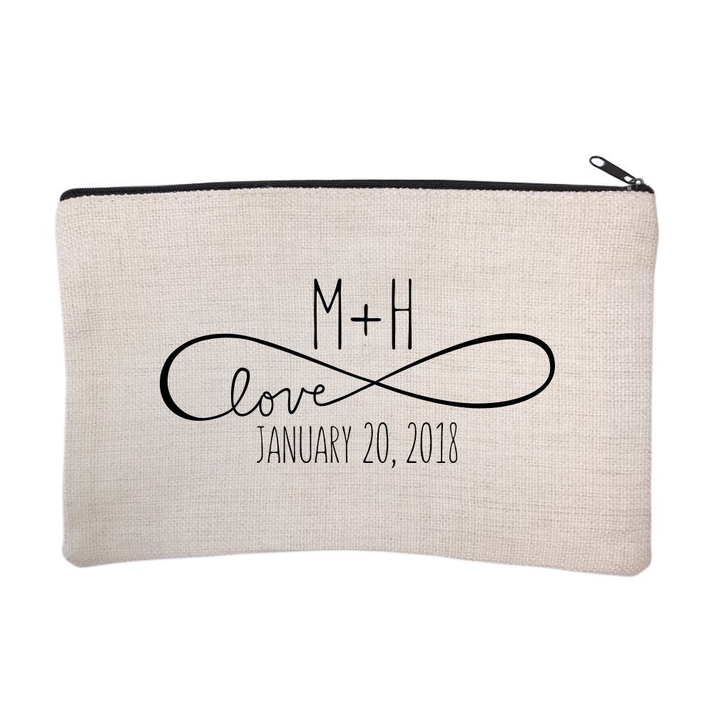 Personalized Infinity Love Couples Initials Cosmetic Bag