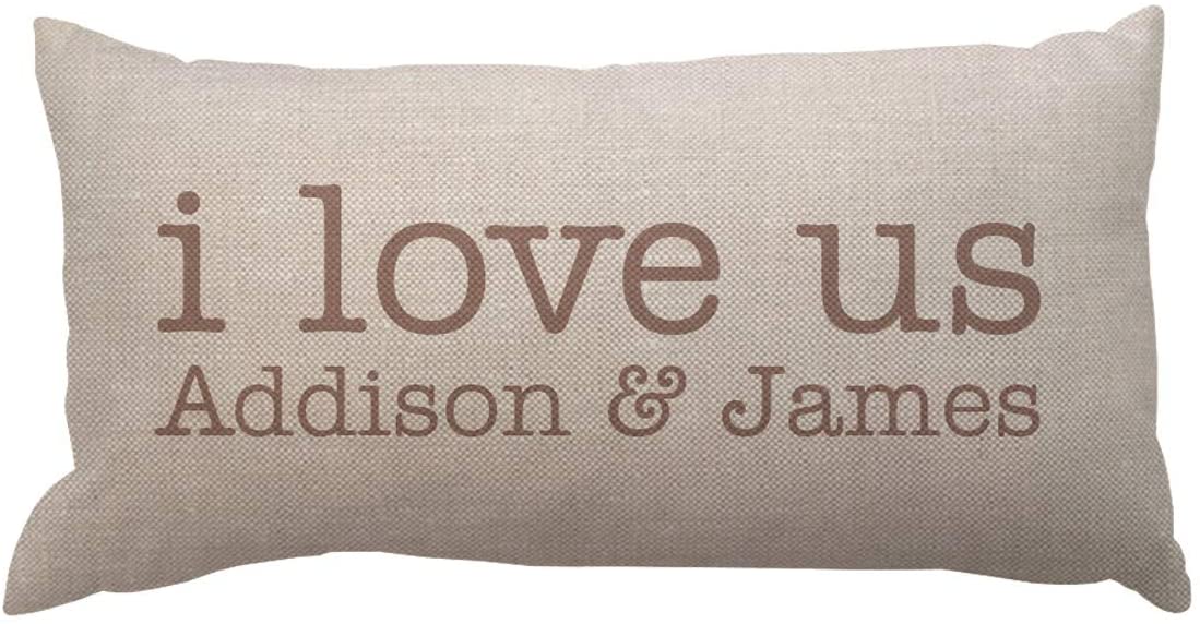 Love Lumbar Throw Pillow with Couples Names and Date