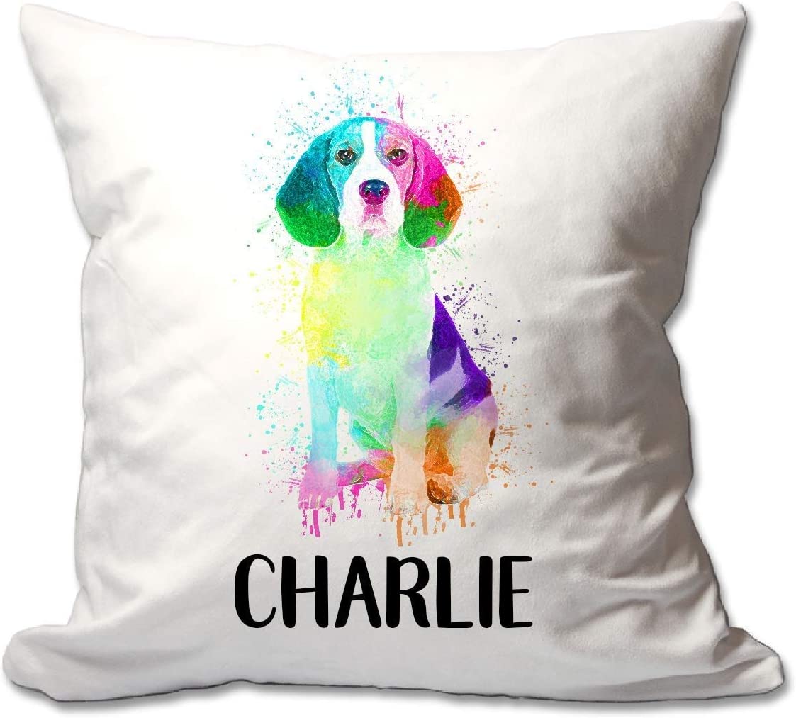 Personalized Watercolor Beagle Throw Pillow  - Cover Only OR Cover with Insert