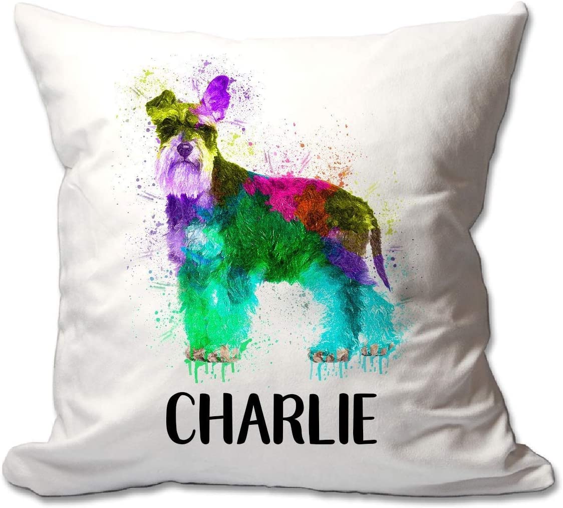 Personalized Watercolor Schnauzer Throw Pillow  - Cover Only OR Cover with Insert