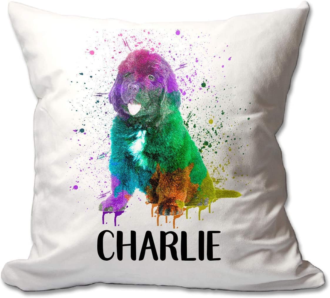 Personalized Watercolor Newfoundland Throw Pillow  - Cover Only OR Cover with Insert