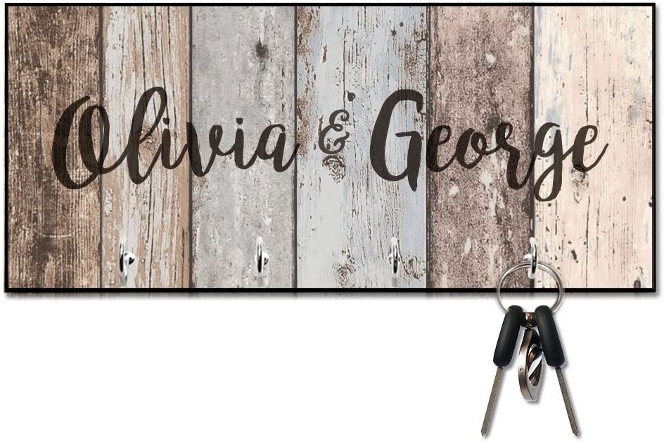 Rustic Wood Plank Look Key Hanger with Name