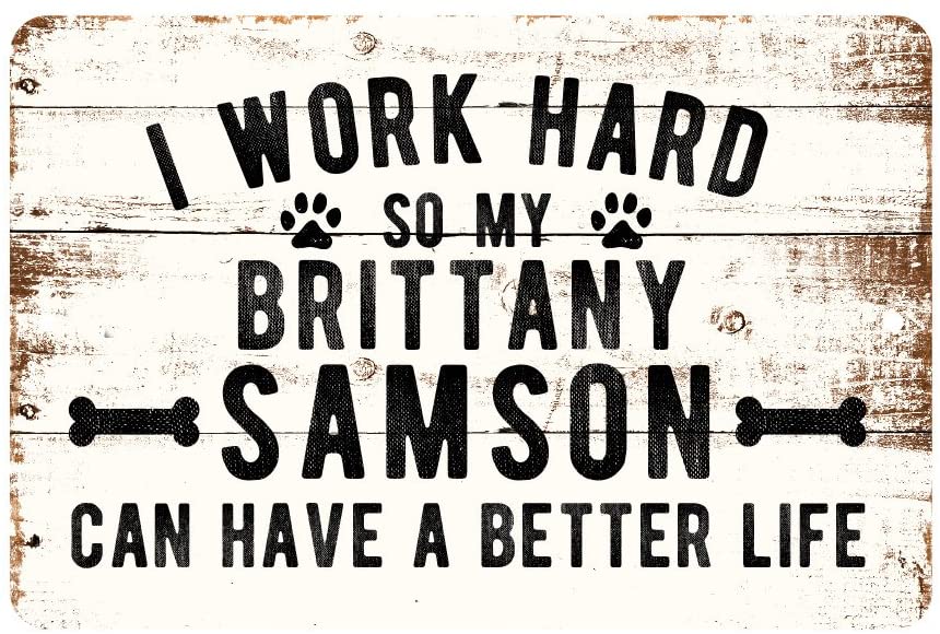 Personalized Rustic I Work Hard So My Brittany Can Have a Better Life Metal Sign