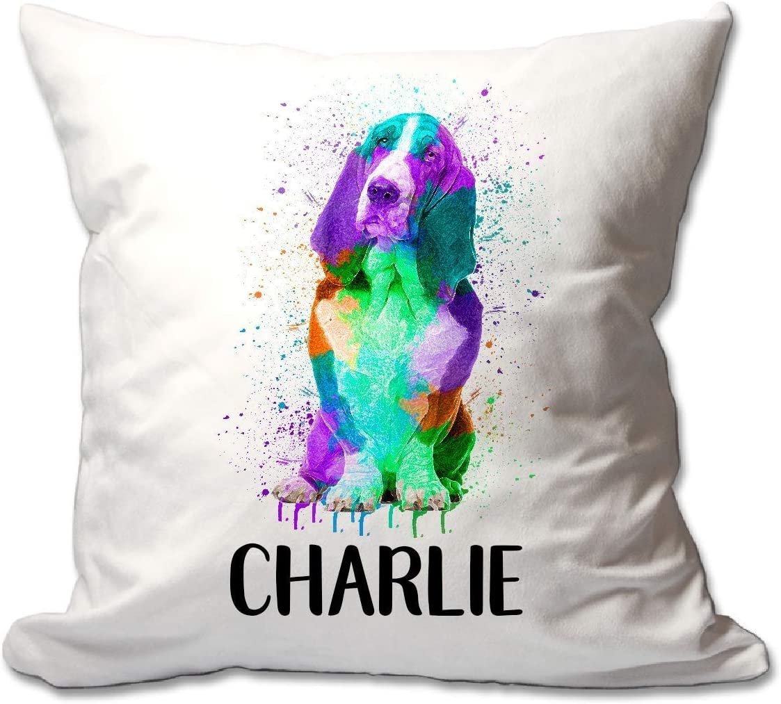Personalized Watercolor Basset Hound Throw Pillow  - Cover Only OR Cover with Insert