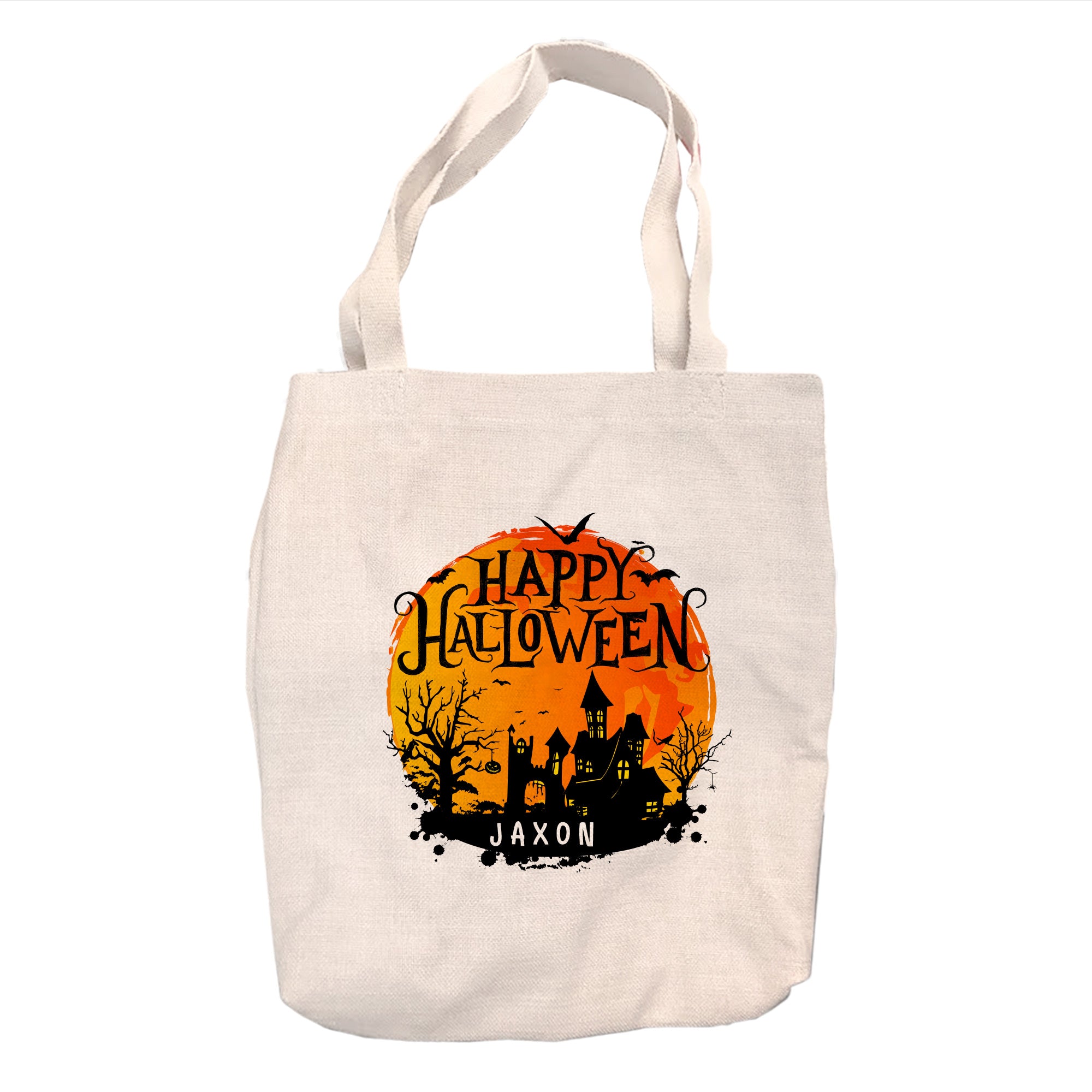 Pattern Pop - Personalized Halloween Tote Bag - Graphic Canvas Tote Bag - Personalized Candy Bag for Trick or Treat - 16” x 14.5