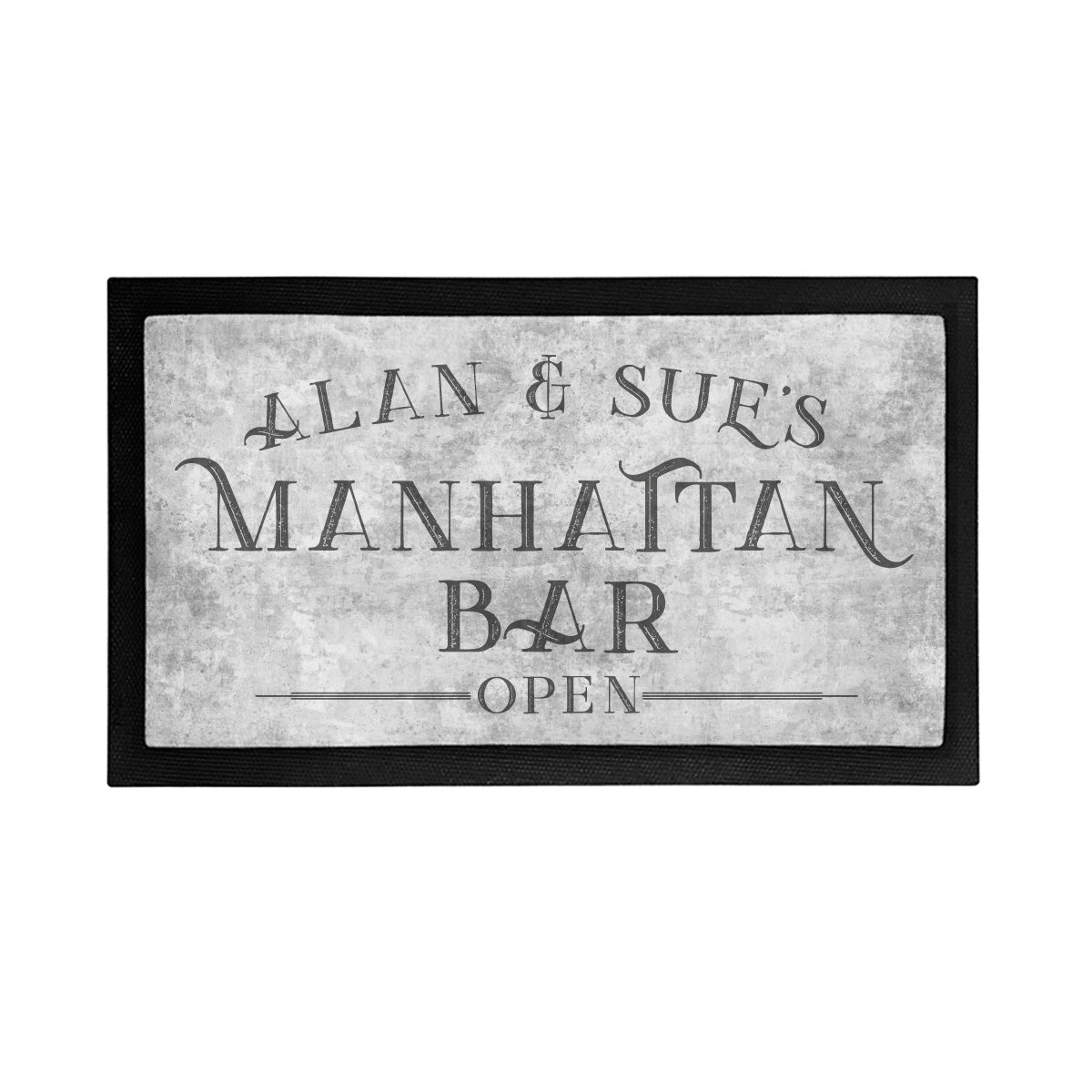 Personalized Manhattan Bar is Open Mat - Placemat Style Rubber Bar Mat