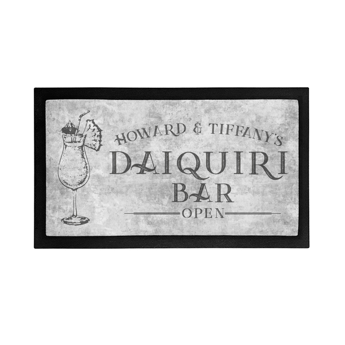 Personalized Daiquiri Bar is Open Mat - Placemat Style Rubber Bar Mat