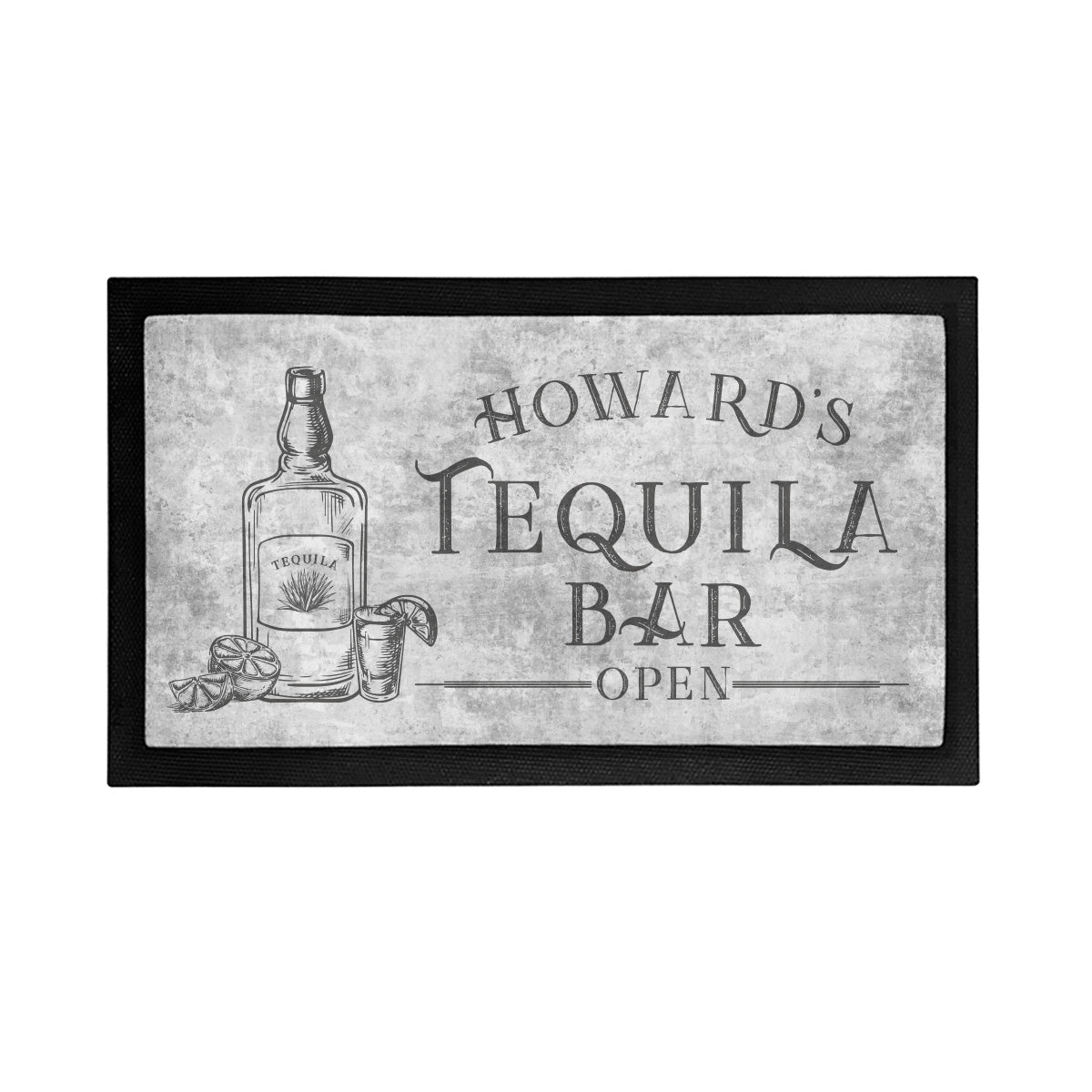 Personalized Tequila Bar is Open Mat - Placemat Style Rubber Bar Mat