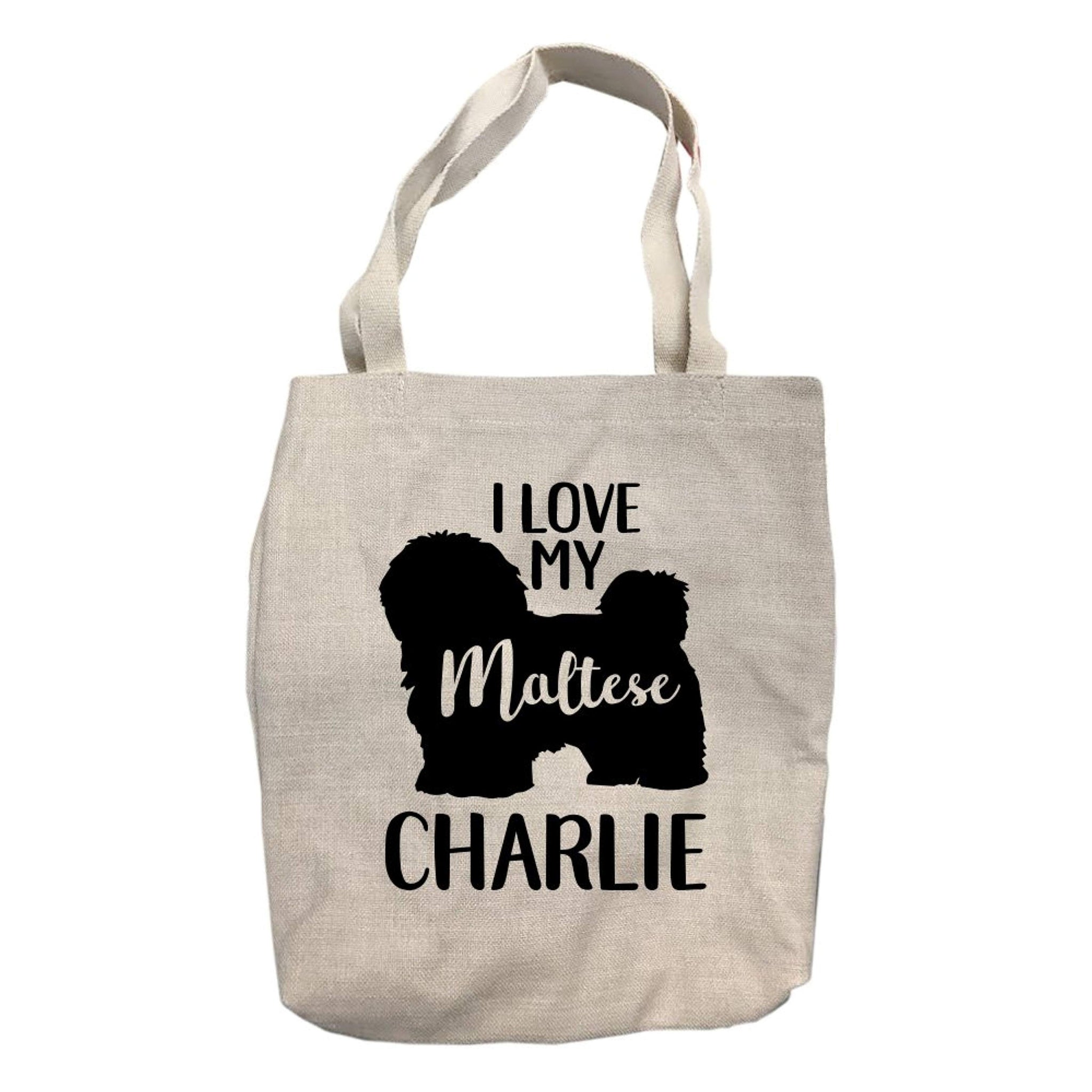 Personalized I Love My Maltese Tote Bag