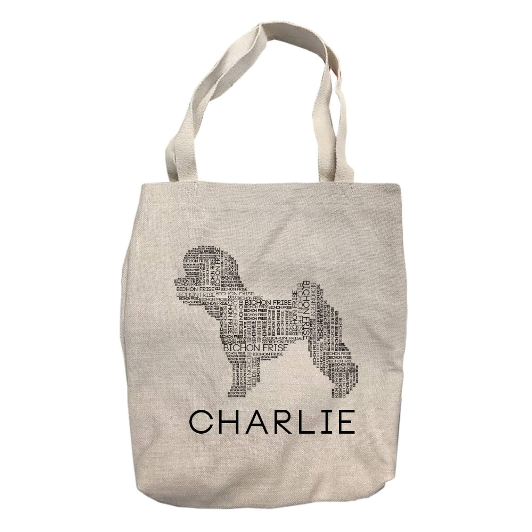 Personalized Bichon Frise Dog Breed Word Silhouette Tote Bag