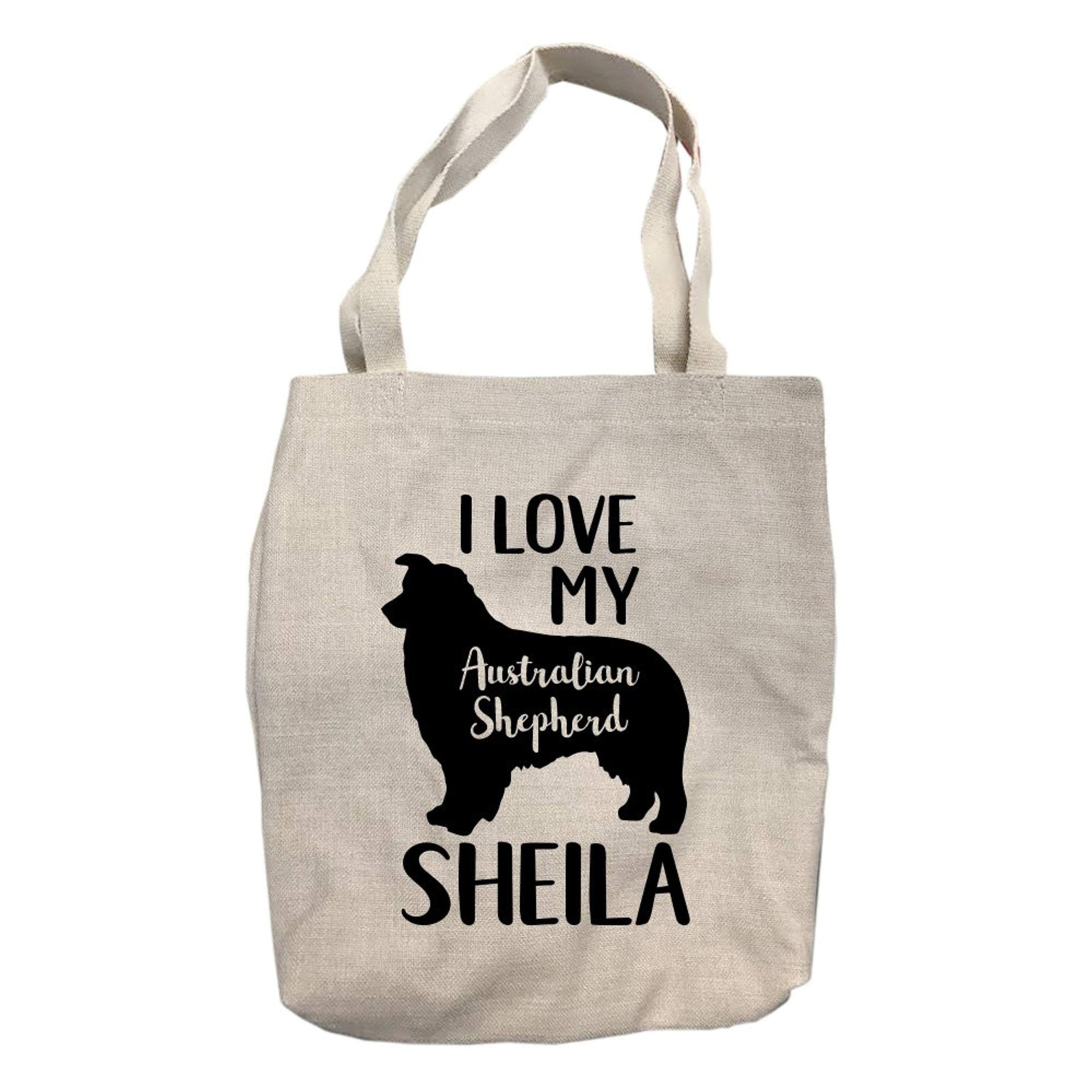 Personalized I Love My Australian Shepherd Tote Bag