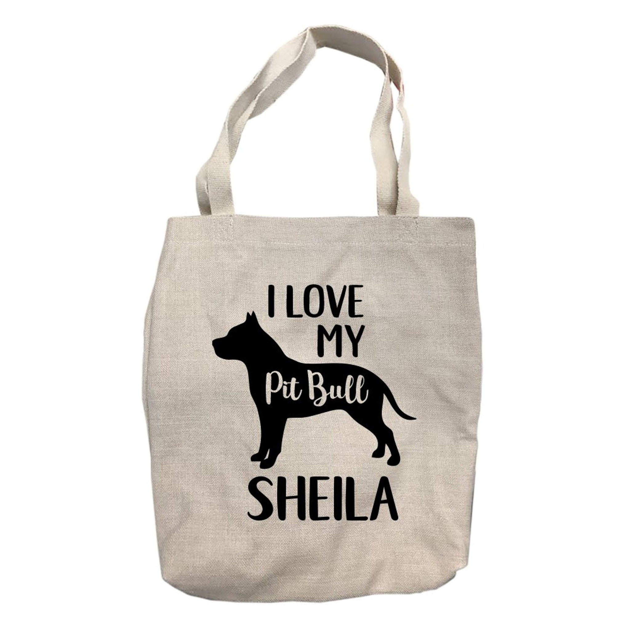 Personalized I Love My Pit Bull Tote Bag