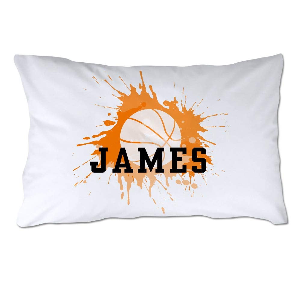 Personalized Basketball Pillowcase with Orange Splash
