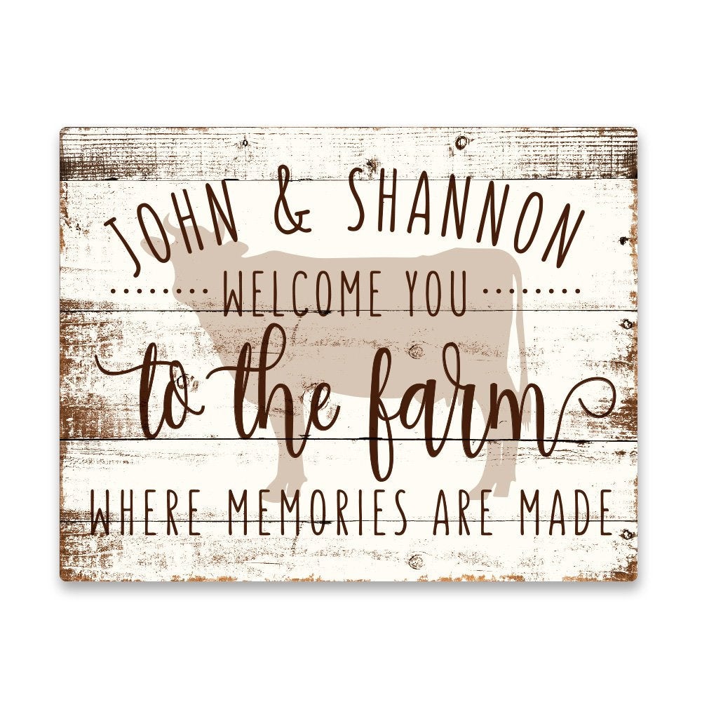 Personalized Welcome to the Farm Aluminum Metal Wall Art