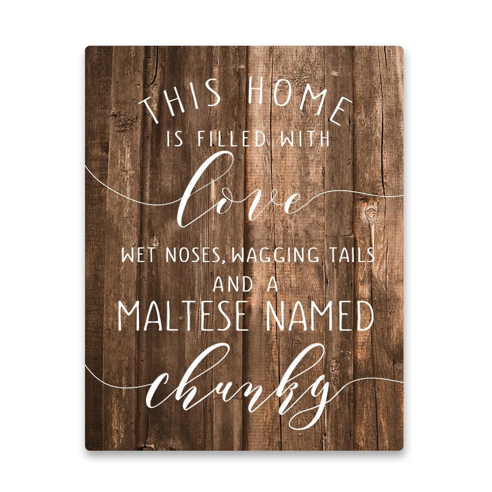 Personalized Maltese Home is Filled with Love Metal Wall Art