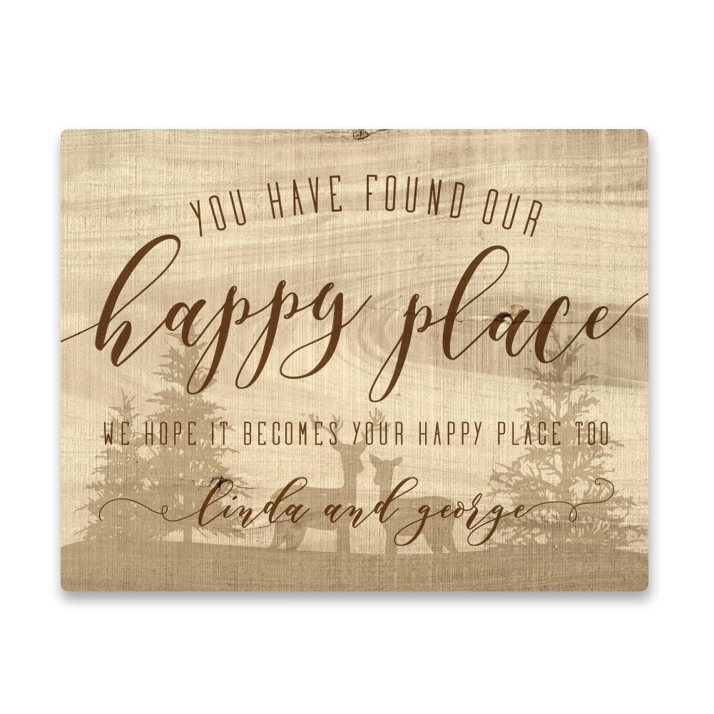 Personalized Happy Place Lodge Aluminum Metal Wall Art