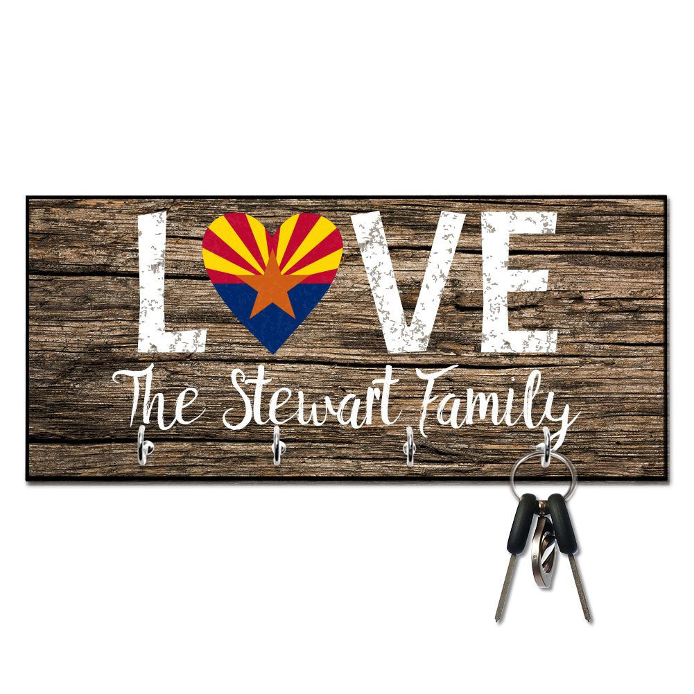 Personalized Love Arizona State Flag Key Hanger