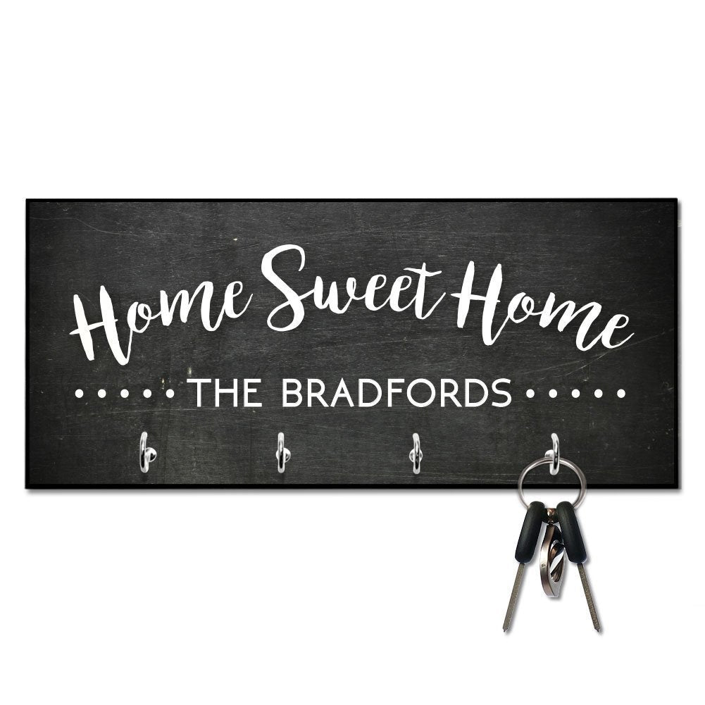 Personalized Chalkboard Look Home Sweet Home Key Hanger