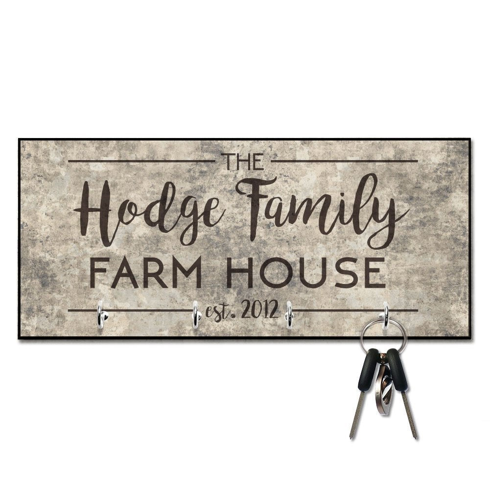 Personalized Sandstone-Look Farm House Key Hanger