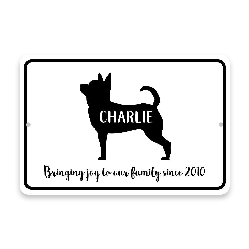Personalized Chihuahua Bringing Joy to Our Lives Metal Room Sign