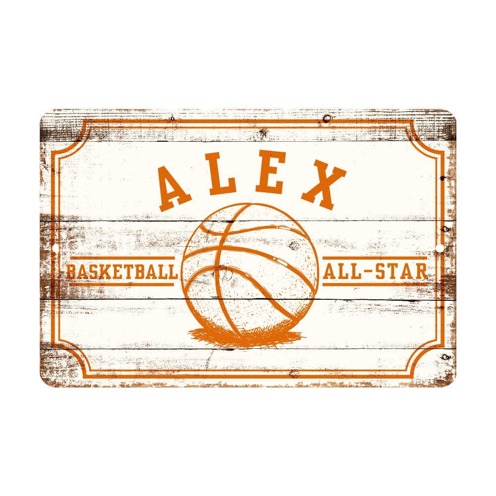 Personalized Basketball All Star Metal Wall Decor - Aluminum All Star Basketball Sign with Basketball