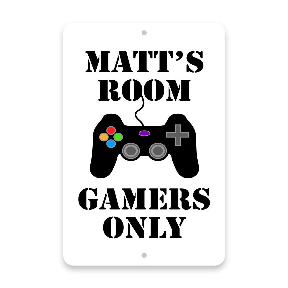 Personalized Gamers Only Metal Room Sign