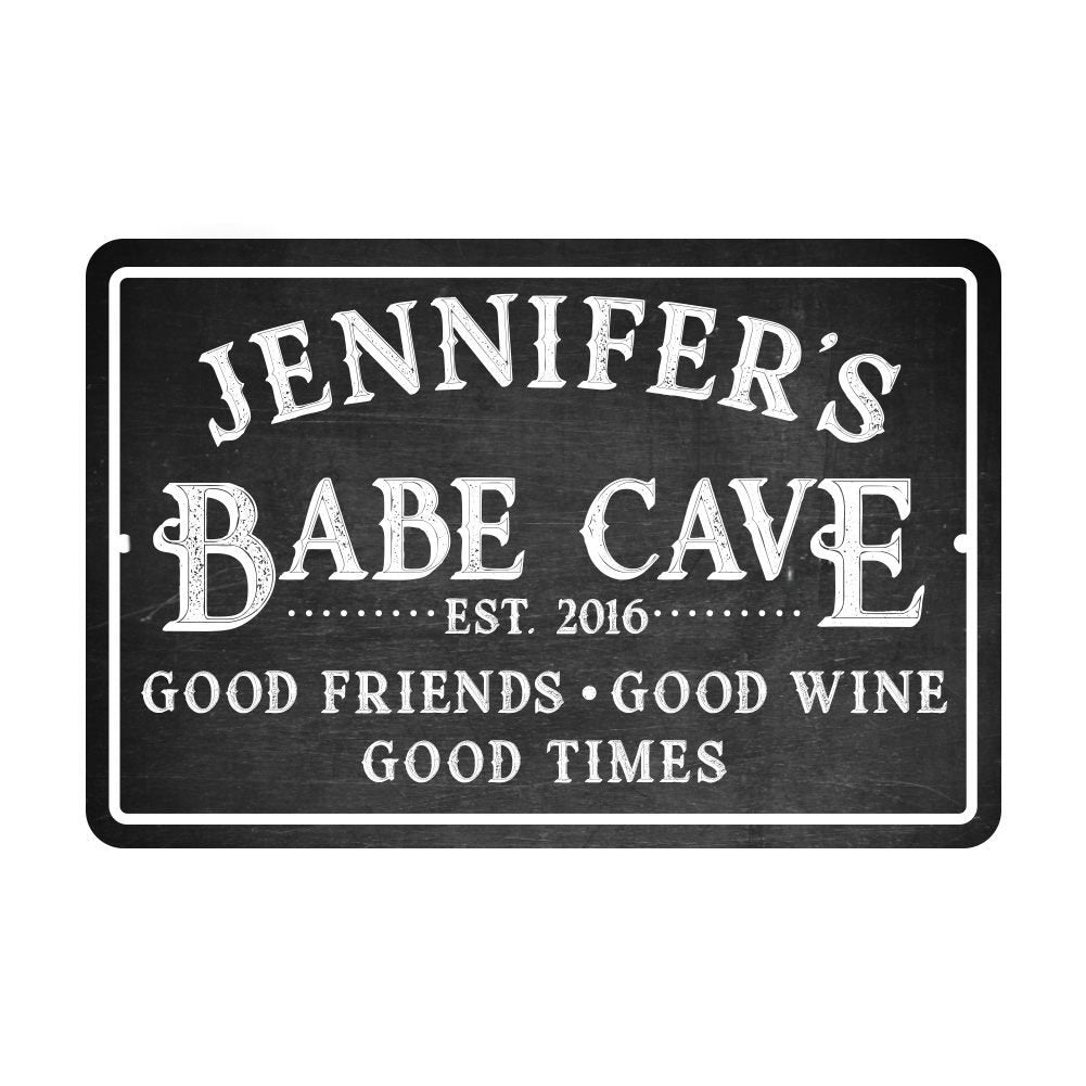 Personalized Babe Cave Metal Sign