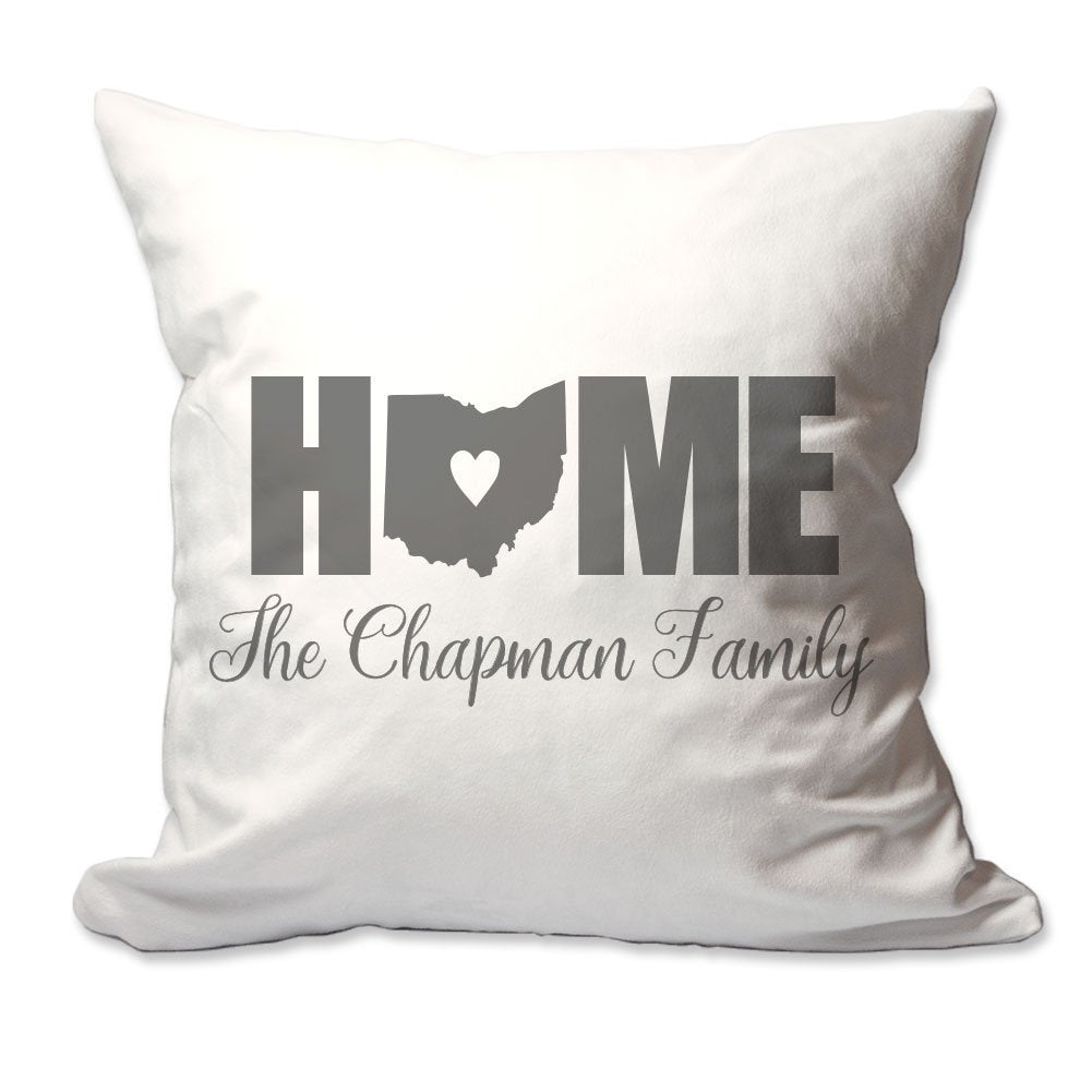 Personalized Ohio Home with Heart Throw Pillow  - Cover Only OR Cover with Insert