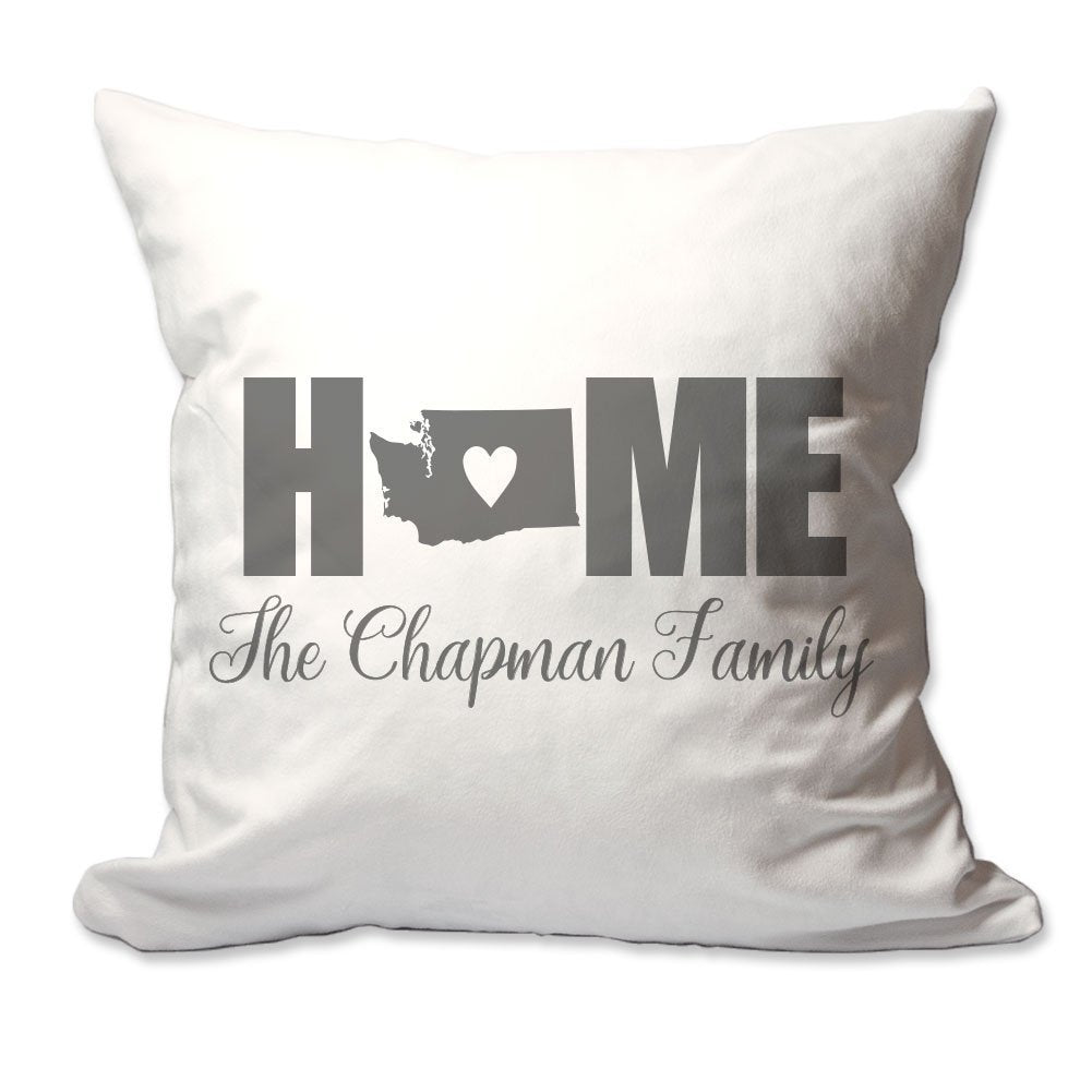 Personalized Washington Home with Heart Throw Pillow  - Cover Only OR Cover with Insert