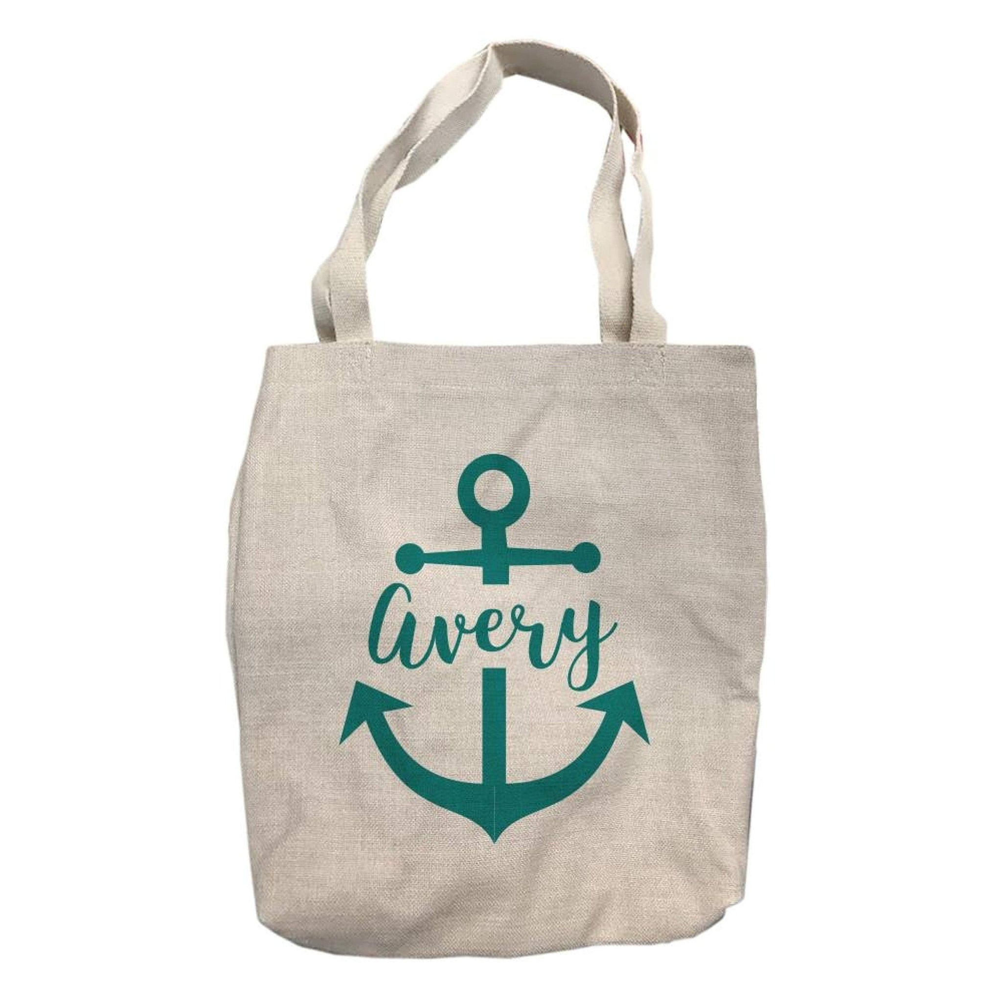 Personalized Nautical Anchor Tote Bag with Name - Script Font