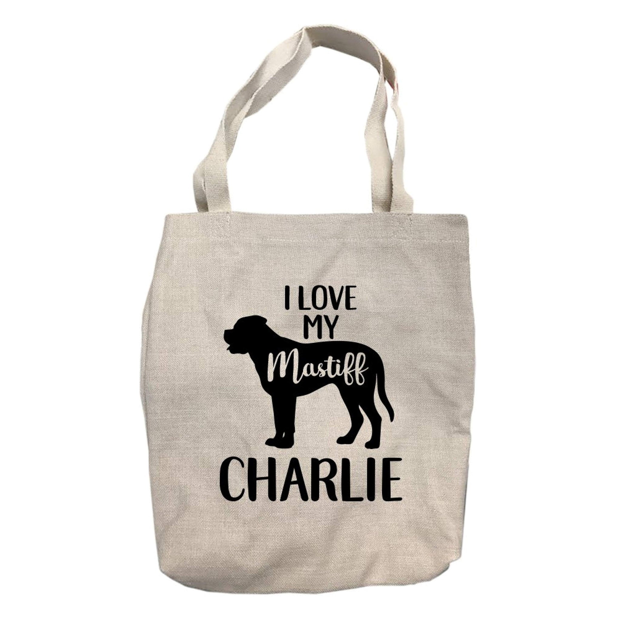 Personalized I Love My Mastiff Tote Bag