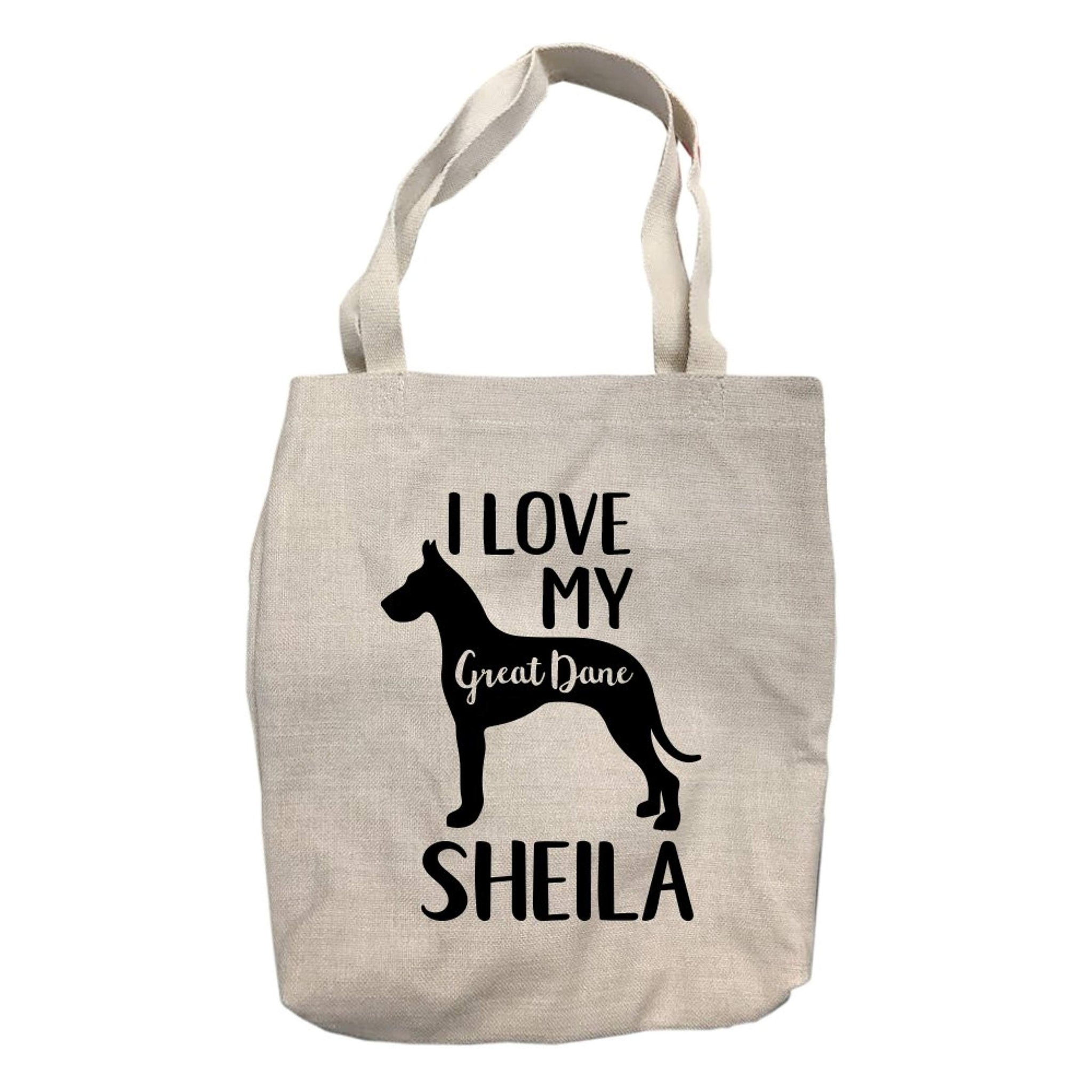 Personalized I Love My Great Dane Tote Bag
