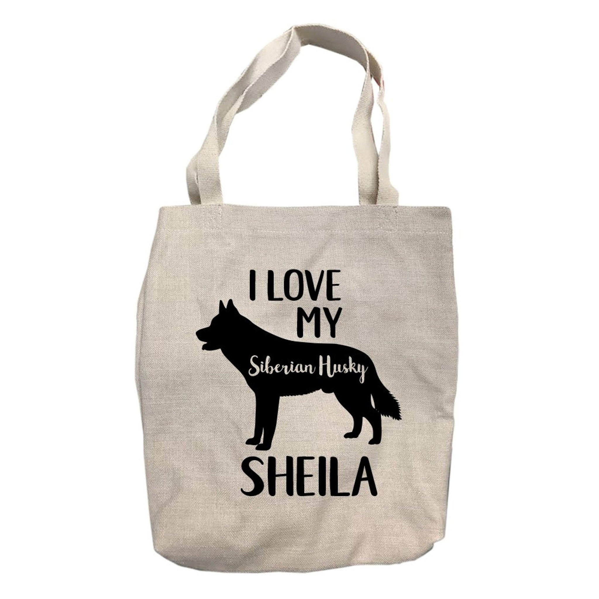 Personalized I Love My Siberian Husky Tote Bag