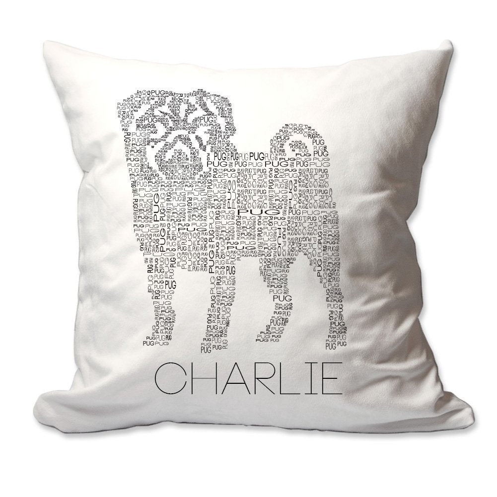Personalized Pug Word Silhouette Throw Pillow  - Cover Only OR Cover with Insert