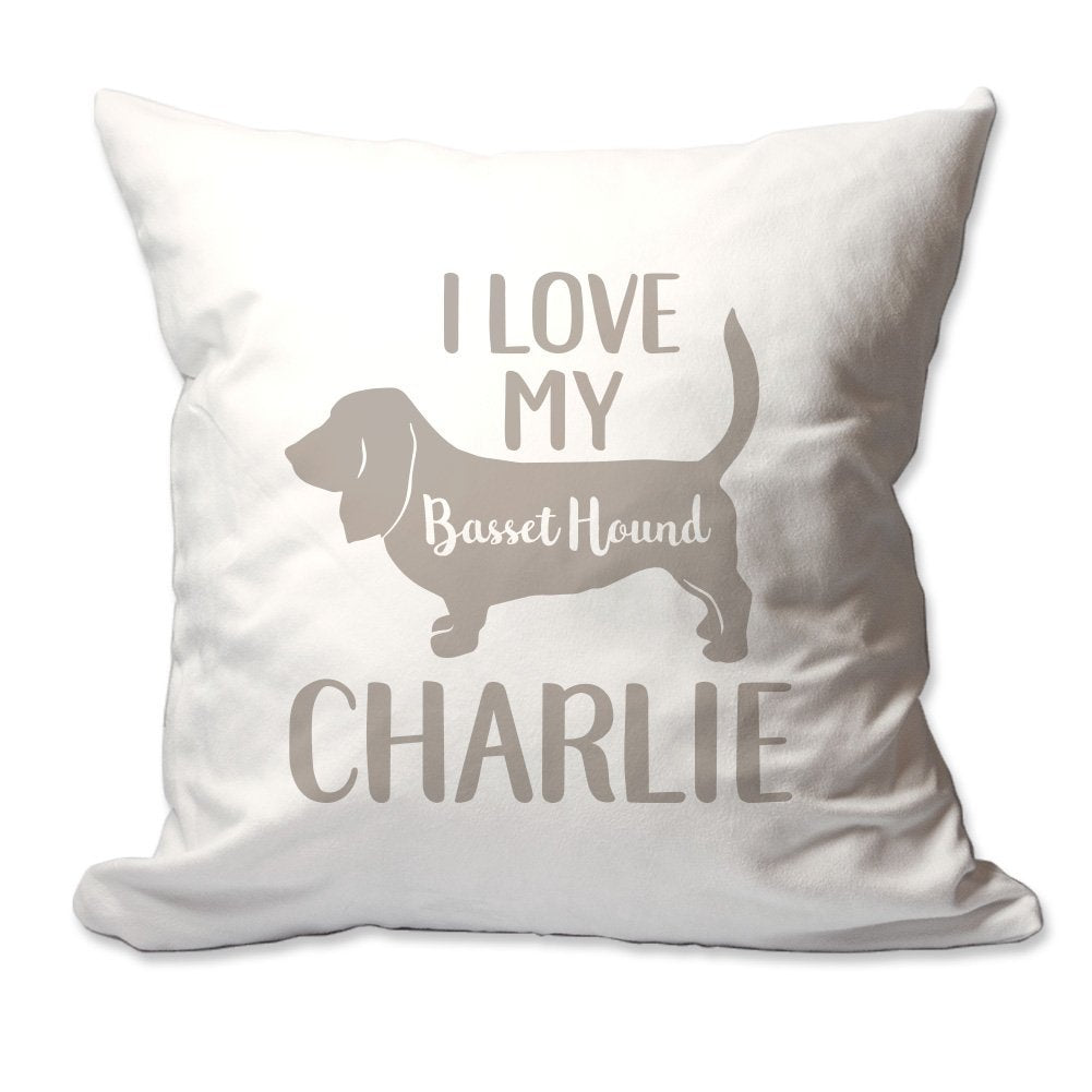 Personalized I Love My Basset Hound Throw Pillow  - Cover Only OR Cover with Insert