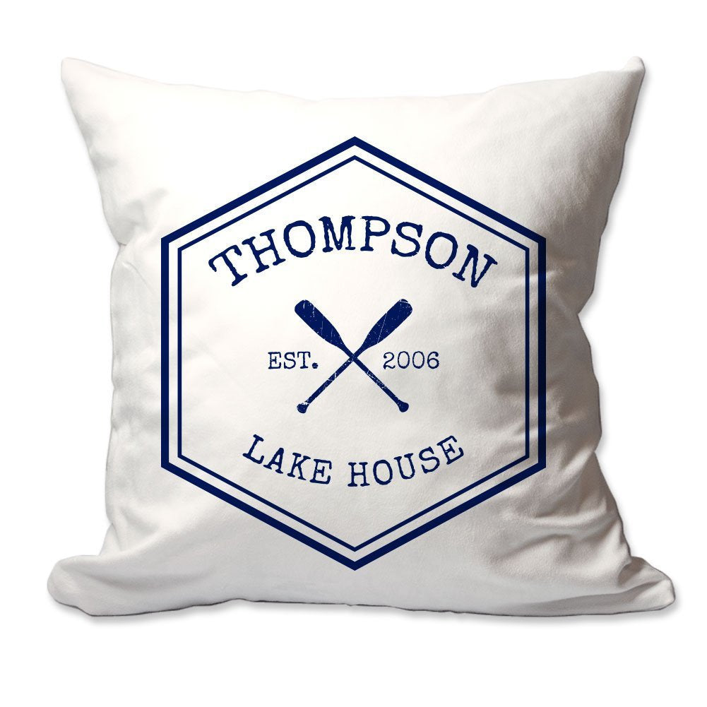 Personalized Crossed Oars Family Lake House Throw Pillow  - Cover Only OR Cover with Insert