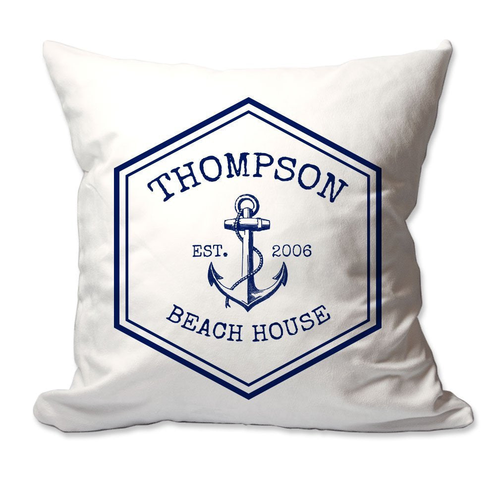 Personalized Nautical Family Beach House Throw Pillow  - Cover Only OR Cover with Insert