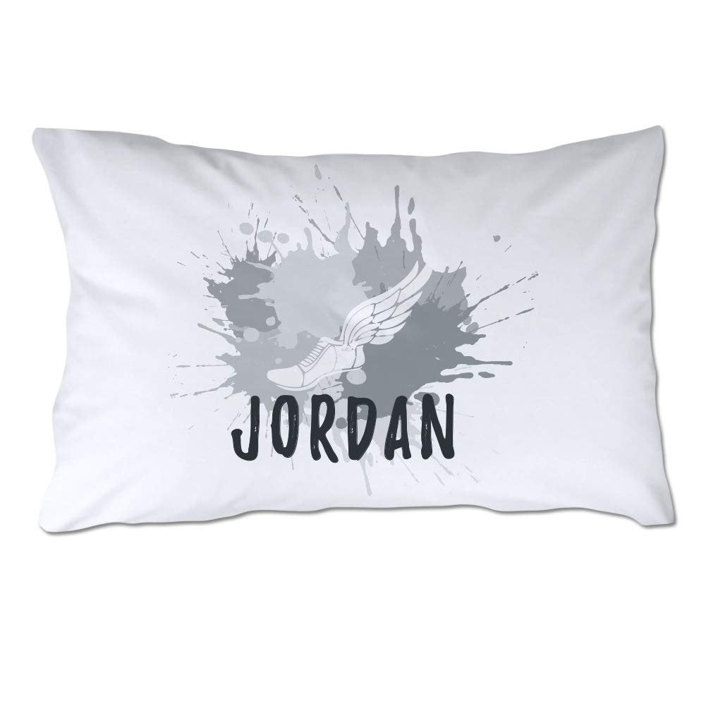 Personalized Track and Field Pillowcase with Gray Splash