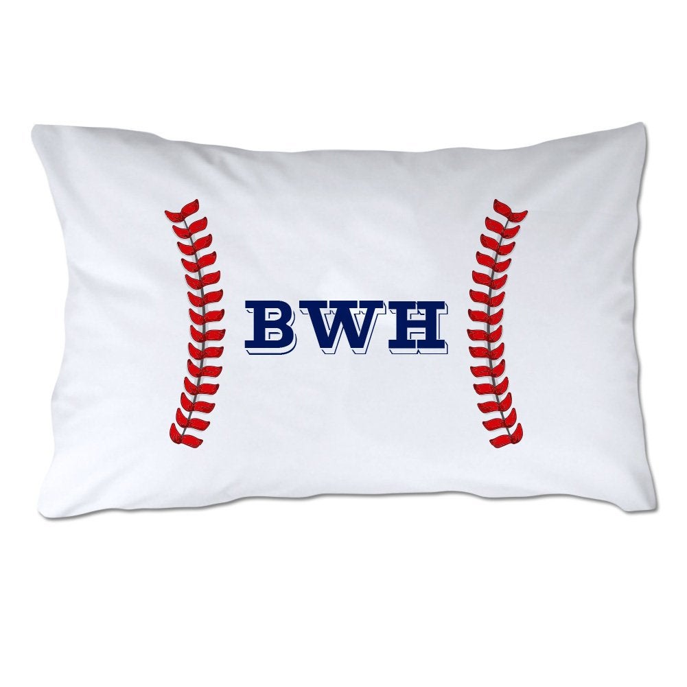 Personalized Toddler Size Baseball Seams Pillowcase with Pillow Included