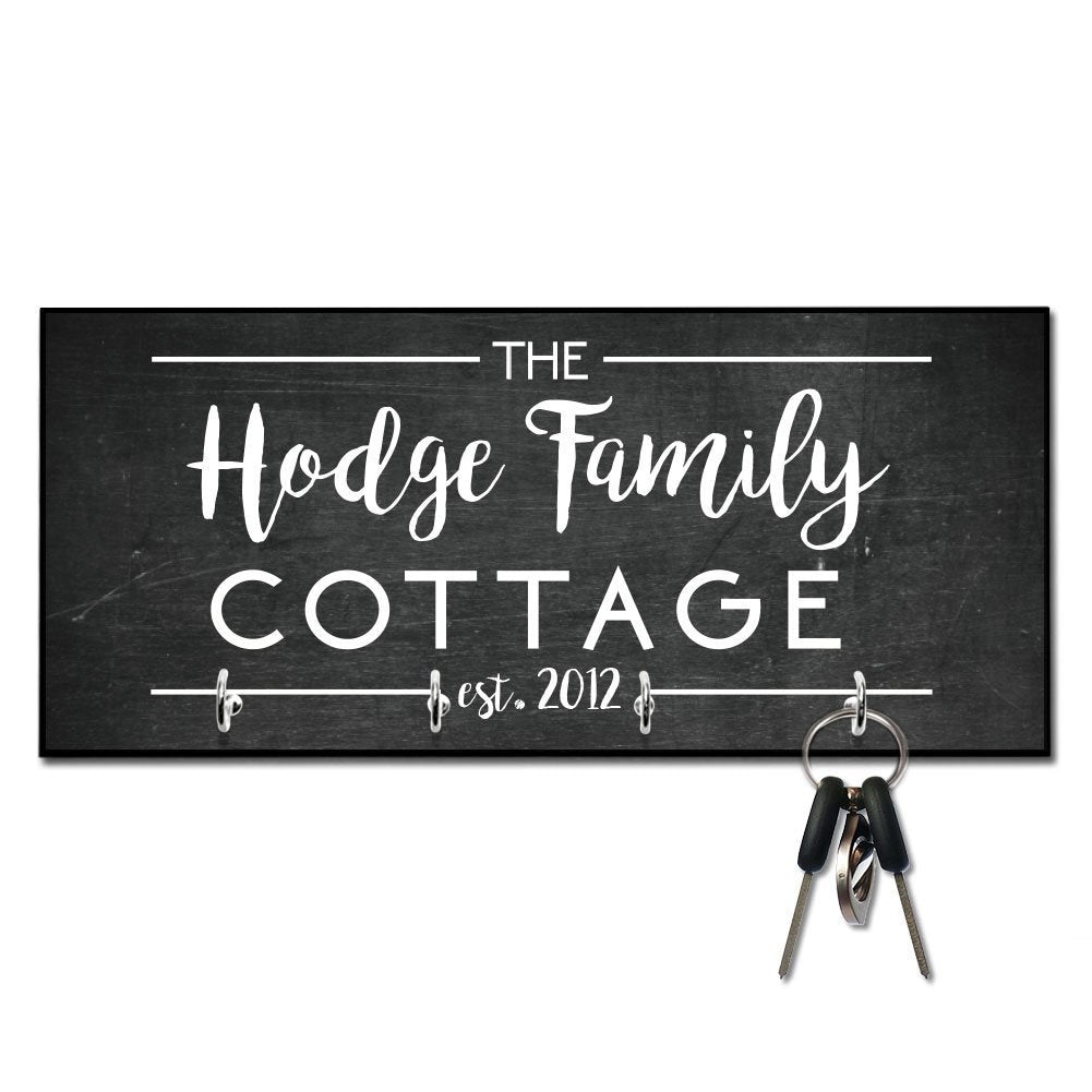 Personalized Chalkboard-Look Cottage Key Hanger