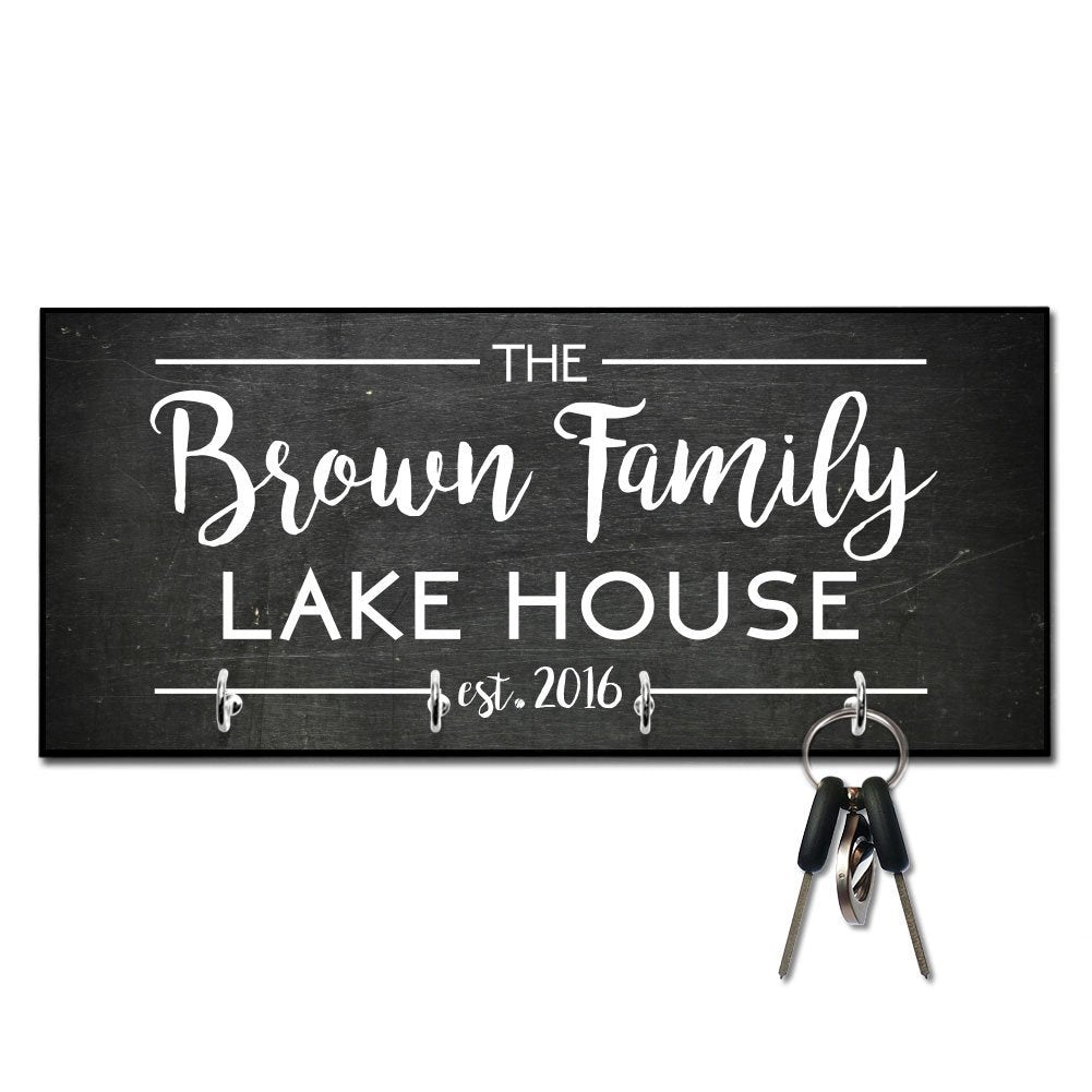 Personalized Chalkboard Look Lake House Key Hanger