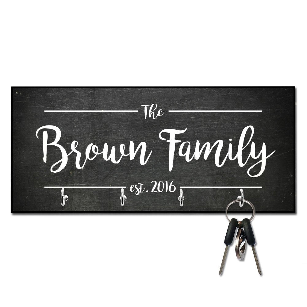 Personalized Chalkboard Look Family Key Hanger