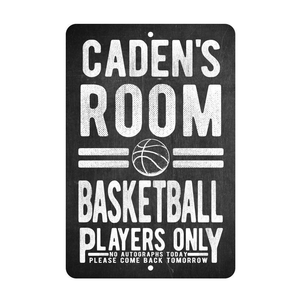 Personalized Basketball Players Only - No Autographs Metal Room Sign - Aluminum Basketball Wall Decor