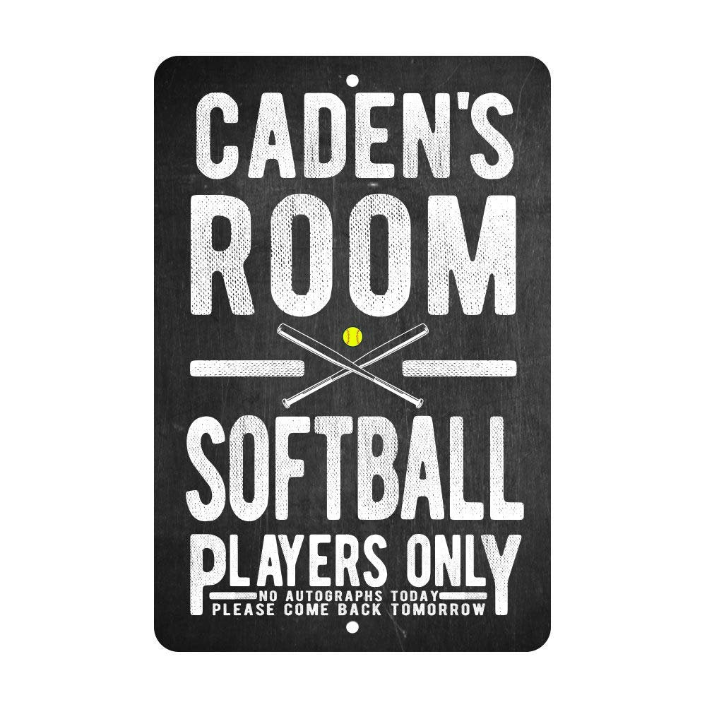Personalized Softball Players Only - No Autographs Metal Room Sign - Aluminum Softball Wall Decor