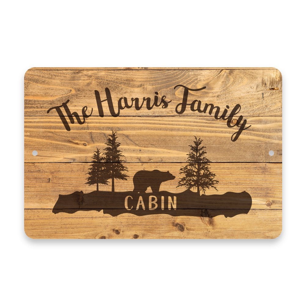 Personalized Rustic Wood Plank Cabin Metal Room Sign