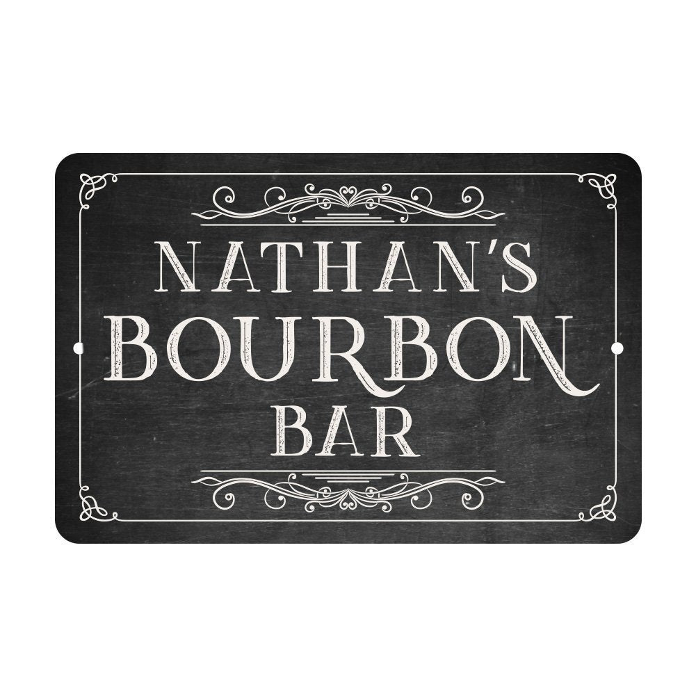 Chalkboard Look Bourbon Bar Metal Room Sign