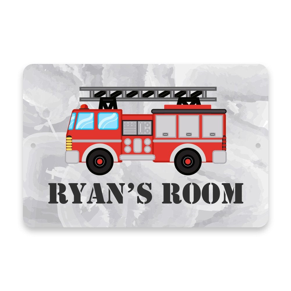 Personalized Fire Truck Metal Room Sign