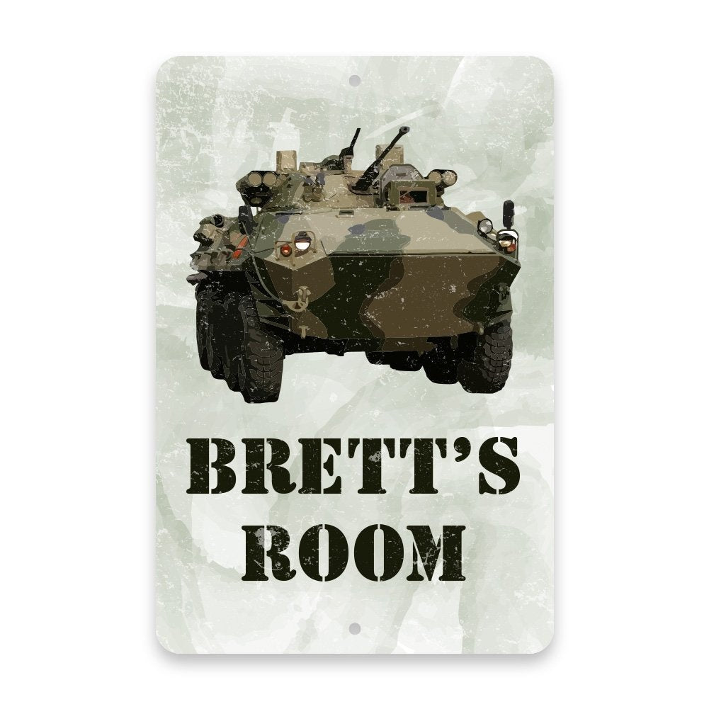 Personalized Camo Army Tank Metal Room Sign