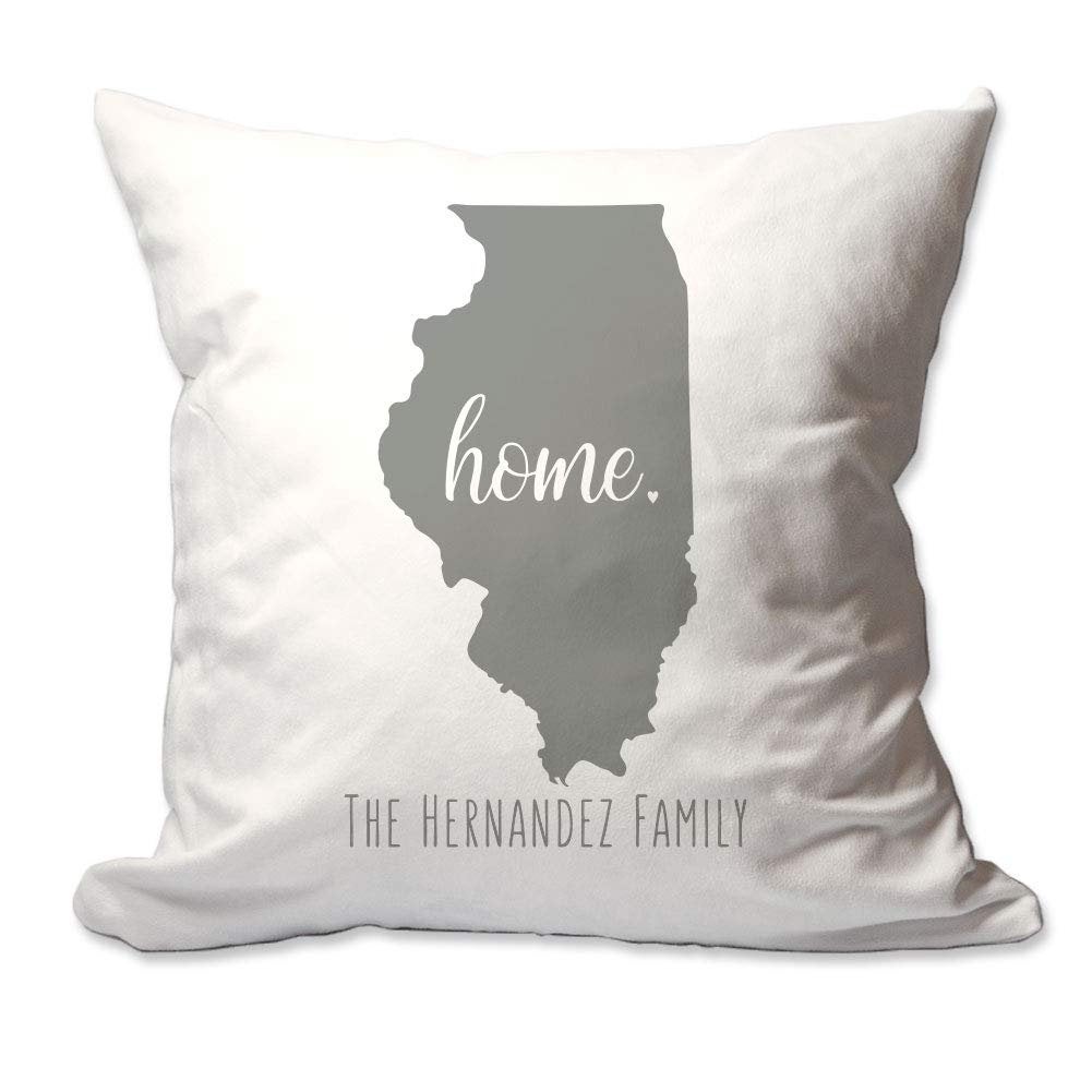 Personalized State of Illinois Home Throw Pillow  - Cover Only OR Cover with Insert